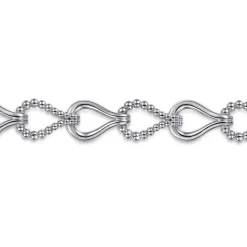 New Gabriel & Co. Strides - 925 Sterling Silver Bujukan Beaded Stirrup Link Chain Bracelet