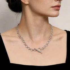 Gabriel & Co. Strides - 925 Sterling Silver Bujukan Beaded Stirrup Link Chain Necklace