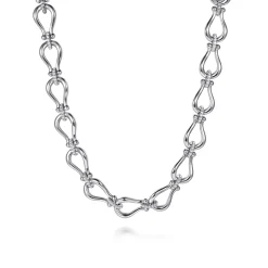 Best Gabriel & Co. Strides - 925 Sterling Silver Bujukan Beaded Horseshoe White Sapphire Link Chain Necklace