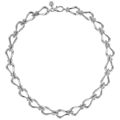 Best Gabriel & Co. Strides - 925 Sterling Silver Bujukan Beaded Horseshoe White Sapphire Link Chain Necklace