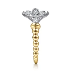 Outlet Gabriel & Co. Strides - Stirrup Ring 14K White and Yellow Gold Diamond 0.5ct Bujukan