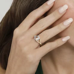 Hot Gabriel & Co. Strides - Stirrup Ring 14K White and Yellow Gold Diamond 0.3ct Bujukan