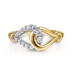 Hot Gabriel & Co. Strides - Stirrup Ring 14K White and Yellow Gold Diamond 0.3ct Bujukan