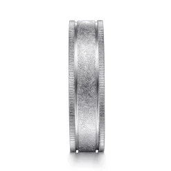 Sale Gabriel & Co. Stuart - 14K White Gold 6mm - Men's Wedding Band in Sandblast Finish
