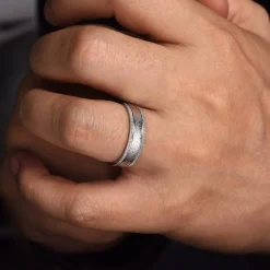 Sale Gabriel & Co. Stuart - 14K White Gold 6mm - Men's Wedding Band in Sandblast Finish