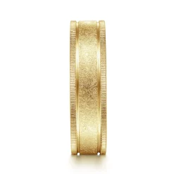 Sale Gabriel & Co. Stuart - 14K Yellow Gold 6mm - Men's Wedding Band in Sandblast Finish