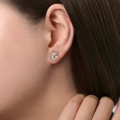 New Gabriel & Co. Stud Earrings 14K Yellow Gold and 925 Sterling Silver