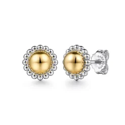 Outlet Gabriel & Co. Stud Earrings 14K Yellow Gold and 925 Sterling Silver