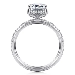 Best Gabriel & Co. Suede - 14K White Gold Emerald Cut Hidden Halo Diamond Engagement Ring