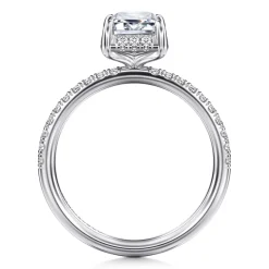 Discount Gabriel & Co. Suede - 14K White Gold Emerald Cut Hidden Halo Diamond Engagement Ring