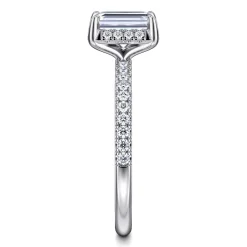 Discount Gabriel & Co. Suede - 14K White Gold Emerald Cut Hidden Halo Diamond Engagement Ring