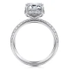 Sale Gabriel & Co. Suede - 14K White Gold Emerald Cut Hidden Halo Diamond Engagement Ring