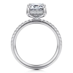 Discount Gabriel & Co. Suede - 14K White Gold Emerald Cut Hidden Halo Diamond Engagement Ring