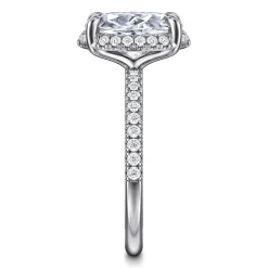 New Gabriel & Co. Suede - 14K White Gold Oval Hidden Halo Diamond Engagement Ring