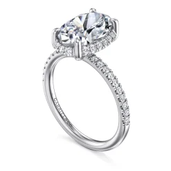 Outlet Gabriel & Co. Suede - 14K White Gold Oval Hidden Halo Diamond Engagement Ring