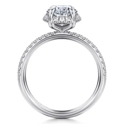 Hot Gabriel & Co. Suede - 14K White Gold Oval Hidden Halo Diamond Engagement Ring