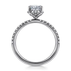 Outlet Gabriel & Co. Suede - 14K White Gold Oval Hidden Halo Diamond Engagement Ring