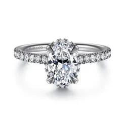 Outlet Gabriel & Co. Suede - 14K White Gold Oval Hidden Halo Diamond Engagement Ring