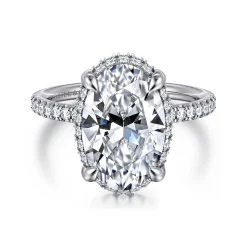 Gabriel & Co. Suede - 14K White Gold Oval Hidden Halo Diamond Engagement Ring