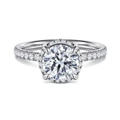Hot Gabriel & Co. Suede - 14K White Gold Round Hidden Halo Diamond Engagement Ring