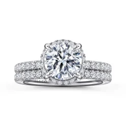 Hot Gabriel & Co. Suede - 14K White Gold Round Hidden Halo Diamond Engagement Ring