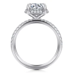 Discount Gabriel & Co. Suede - 14K White Gold Round Hidden Halo Diamond Engagement Ring