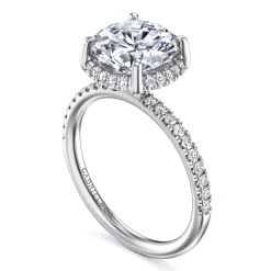 Outlet Gabriel & Co. Suede - 14K White Gold Round Hidden Halo Diamond Engagement Ring