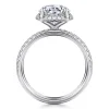 Clearance Gabriel & Co. Suede - 14K White Gold Round Hidden Halo Diamond Engagement Ring