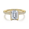 Discount Gabriel & Co. Suede - 14K Yellow Gold Emerald Cut Hidden Halo Diamond Engagement Ring