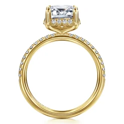 Best Gabriel & Co. Suede - 14K Yellow Gold Emerald Cut Hidden Halo Diamond Engagement Ring