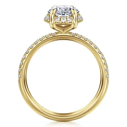 Hot Gabriel & Co. Suede - 14K Yellow Gold Oval Hidden Halo Diamond Engagement Ring