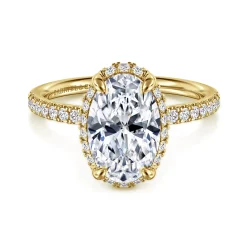 Hot Gabriel & Co. Suede - 14K Yellow Gold Oval Hidden Halo Diamond Engagement Ring