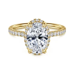 Online Gabriel & Co. Suede - 14K Yellow Gold Oval Hidden Halo Diamond Engagement Ring