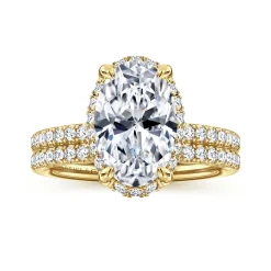 Best Gabriel & Co. Suede - 14K Yellow Gold Oval Hidden Halo Diamond Engagement Ring
