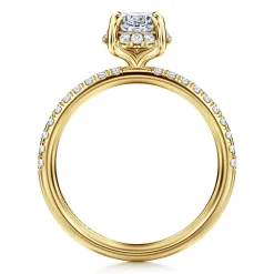 Gabriel & Co. Suede - 14K Yellow Gold Oval Hidden Halo Diamond Engagement Ring