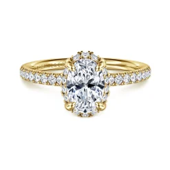 Gabriel & Co. Suede - 14K Yellow Gold Oval Hidden Halo Diamond Engagement Ring