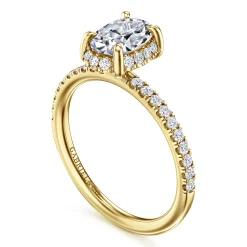 Gabriel & Co. Suede - 14K Yellow Gold Oval Hidden Halo Diamond Engagement Ring