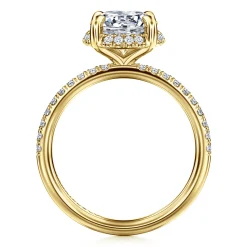 Sale Gabriel & Co. Suede - 14K Yellow Gold Round Hidden Halo Diamond Engagement Ring