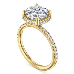 Gabriel & Co. Suede - 14K Yellow Gold Round Hidden Halo Diamond Engagement Ring