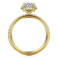 Sale Gabriel & Co. Suede - 14K Yellow Gold Round Hidden Halo Diamond Engagement Ring