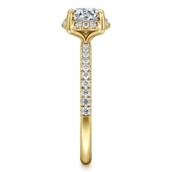 Sale Gabriel & Co. Suede - 14K Yellow Gold Round Hidden Halo Diamond Engagement Ring