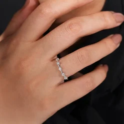 Gabriel & Co. Sumatra - 14K White Gold Diamond Station Anniversary Band - 0.25 ct