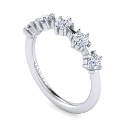 Sale Gabriel & Co. Sumatra - 14K White Gold 5 Stone Stations Stackable Diamond Anniversary Band - 0.75 ct