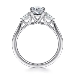 New Gabriel & Co. Sunday - 14K White Gold Cushion Cut 3 Stone Diamond Engagement Ring