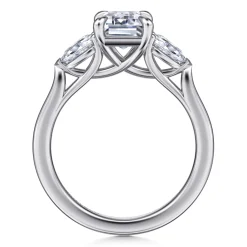 Clearance Gabriel & Co. Sunday - 14K White Gold Emerald Cut 3 Stone Diamond Engagement Ring