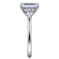Clearance Gabriel & Co. Sunday - 14K White Gold Emerald Cut 3 Stone Diamond Engagement Ring
