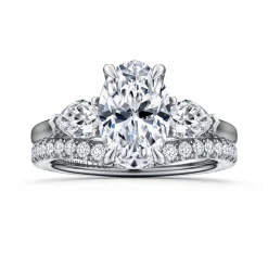Online Gabriel & Co. Sunday - 14K White Gold Oval 3 Stone Diamond Engagement Ring
