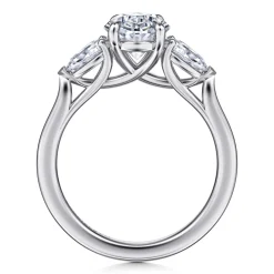 Online Gabriel & Co. Sunday - 14K White Gold Oval 3 Stone Diamond Engagement Ring