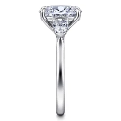 Online Gabriel & Co. Sunday - 14K White Gold Oval 3 Stone Diamond Engagement Ring