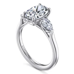Online Gabriel & Co. Sunday - 14K White Gold Oval 3 Stone Diamond Engagement Ring